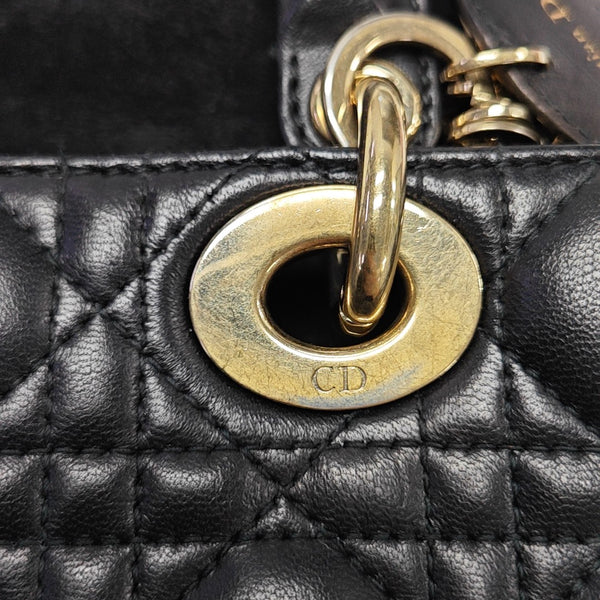 Lady D-Joy Small Quilted Lambskin Black