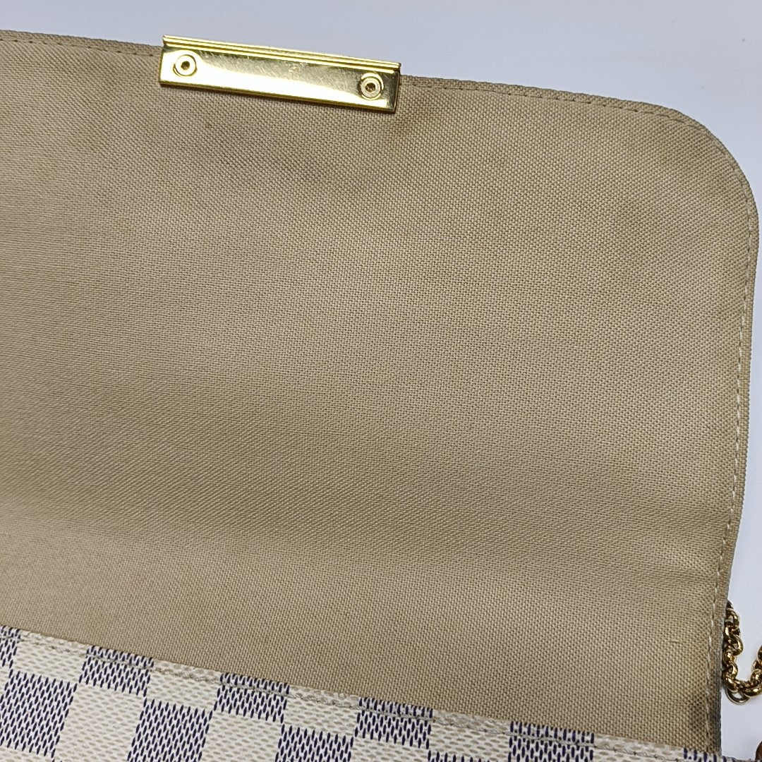 FAVORITE PM Damier Azur Coated Canvas White