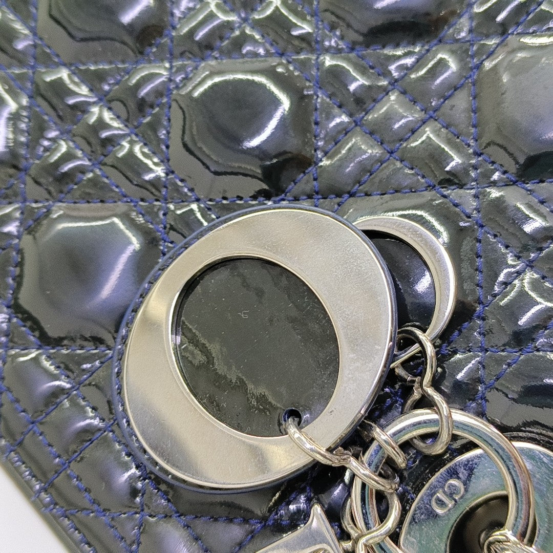Lady Dior Medium Quilted Patent Leather Blue