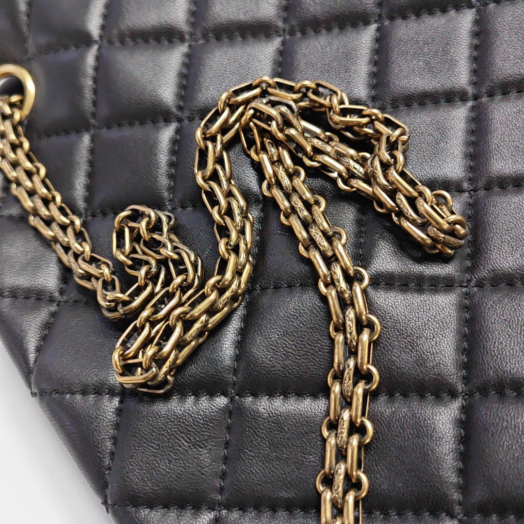 JUST MADEMOISELLE Large Quilted Lambskin Black