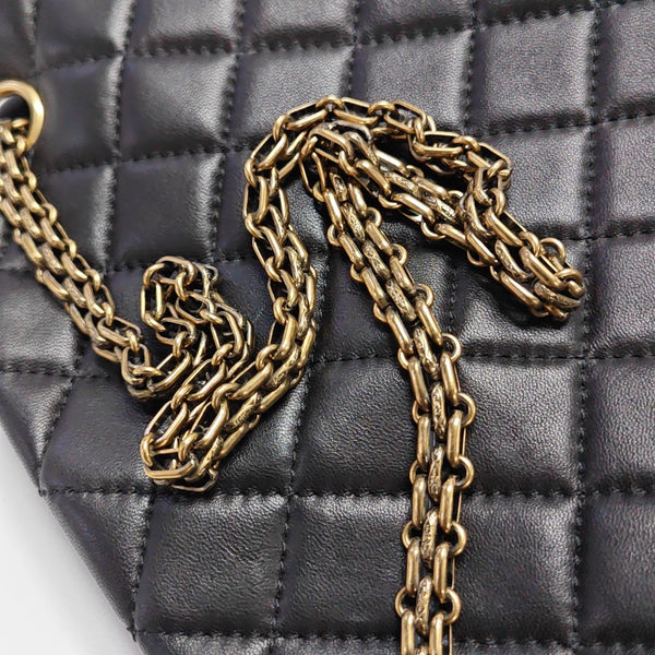 JUST MADEMOISELLE Large Quilted Lambskin Black