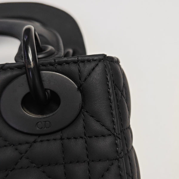 Lady Dior Mini Cannage Calfskin Black