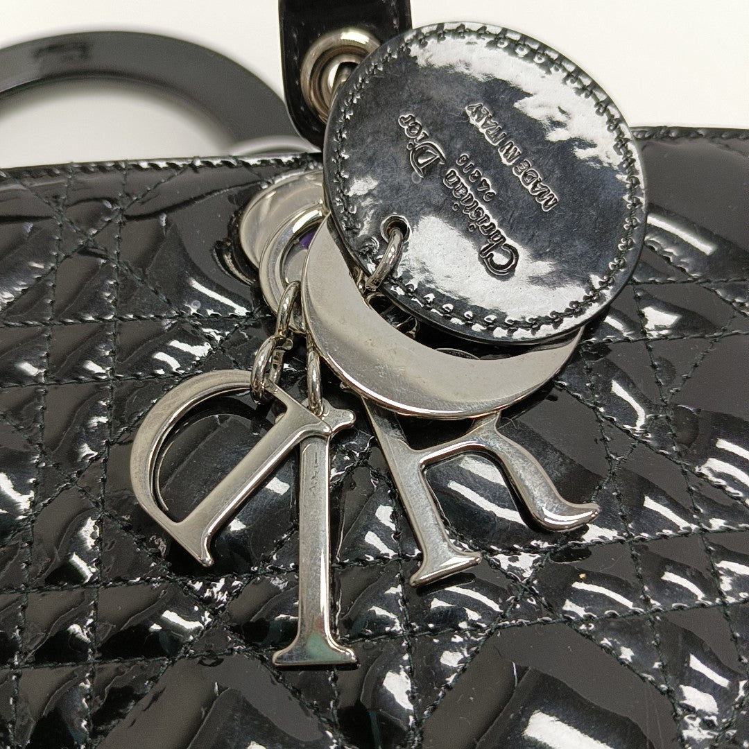 Lady Dior Large Cannage Patent Leather Black