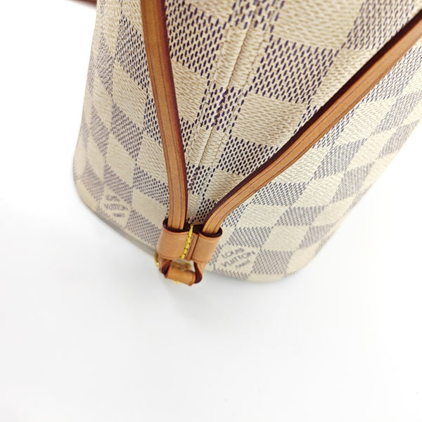 NEVERFULL PM Lona revestida Damier Azur Blanca