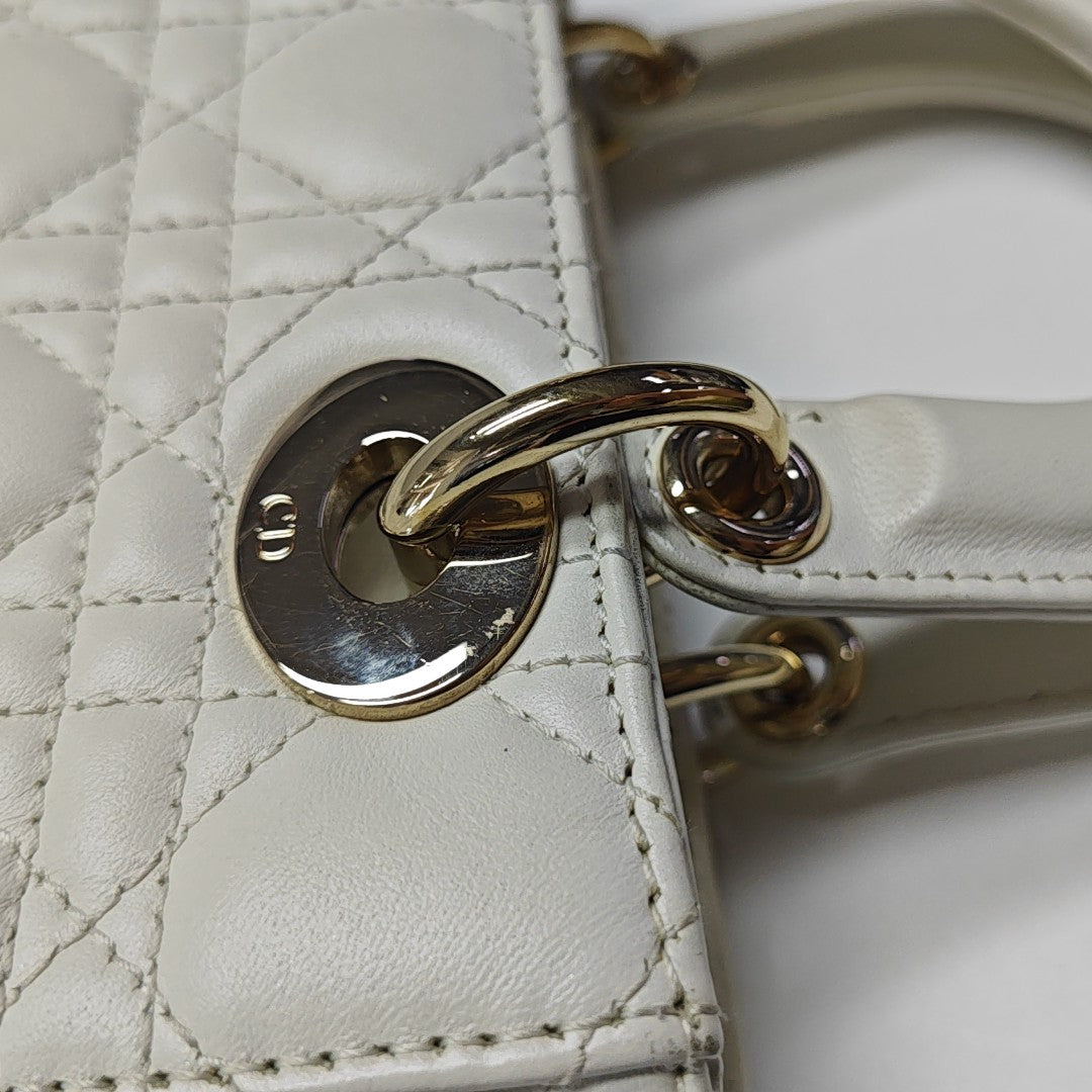 Lady Dior Small Cannage Lambskin White