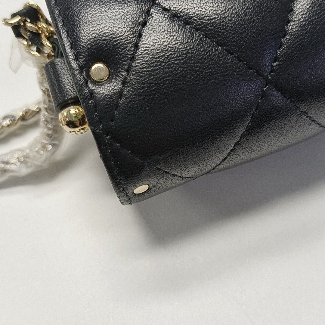 Quilted Lambskin Shoulder Bag Black