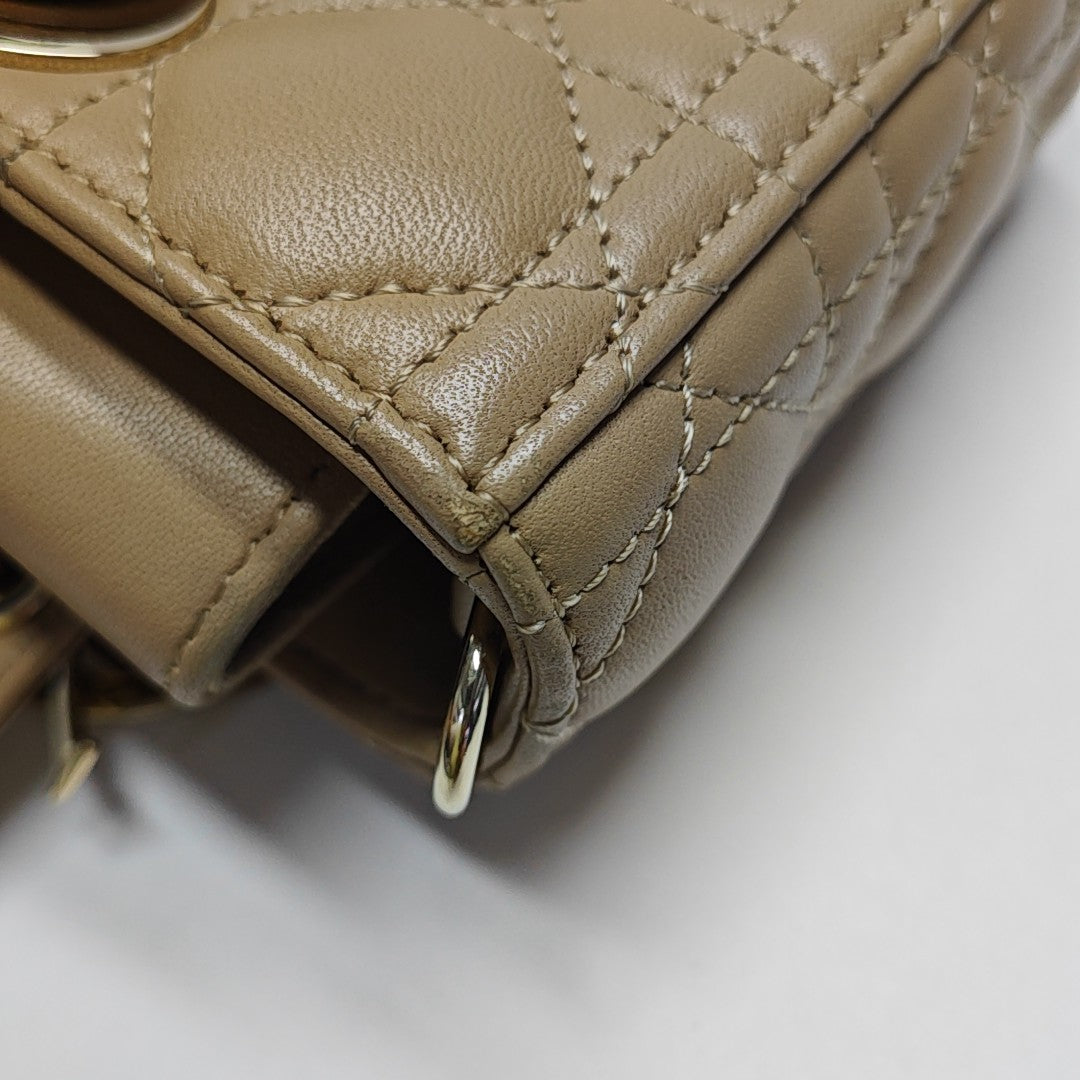 Lady D-Joy Small Cannage Lambskin Beige