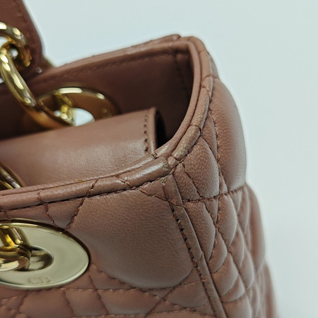 Lady Dior Small Cannage Lambskin Beige