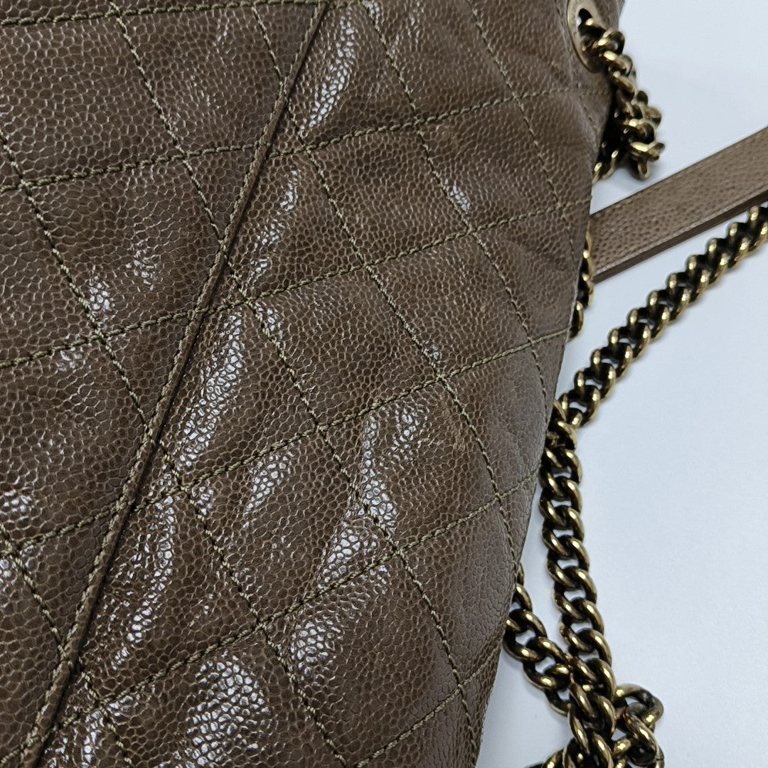 Quilted Calfskin Shoulder Bag Brown