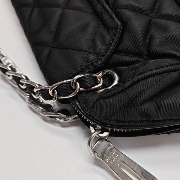 Quilted Nylon Shoulder Bag Black