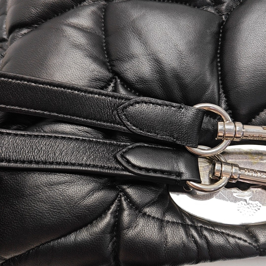 Quilted Leather Top Handle Bag Black