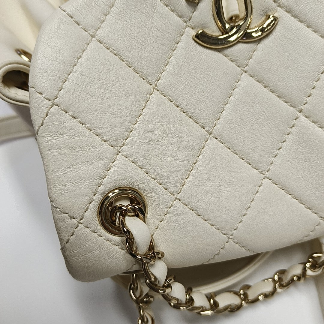 DUMA Small Quilted Lambskin White