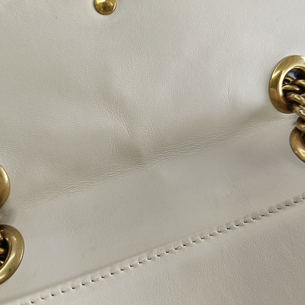 GG Marmont Small Quilted Calfskin White