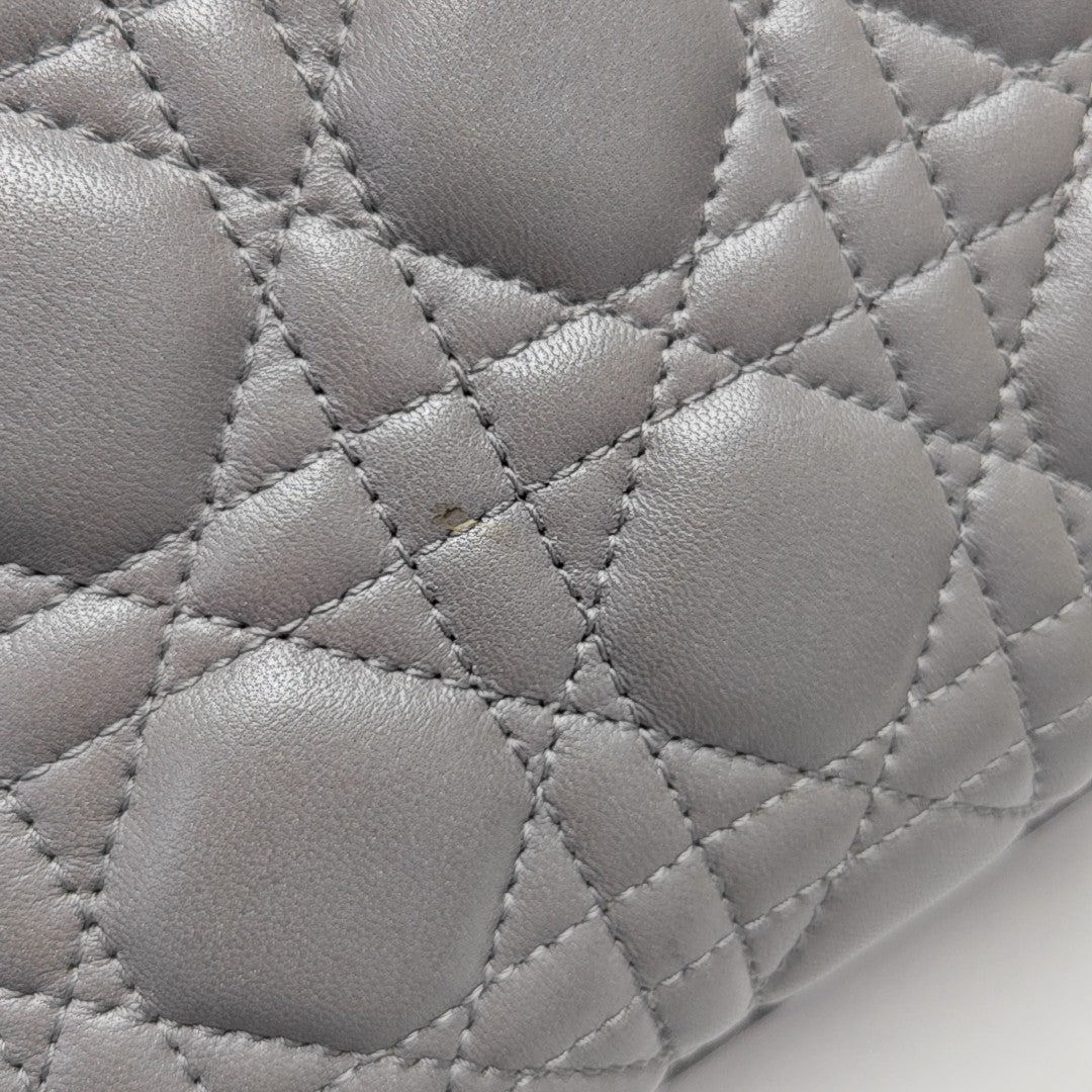Lady Dior Mini Cannage Lambskin Gray