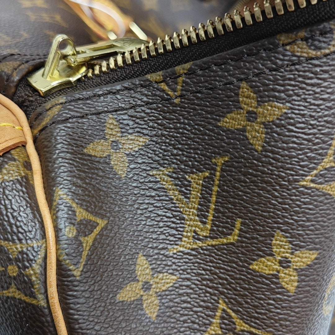 KEEPALL 55 Monogram Coated Canvas Brown