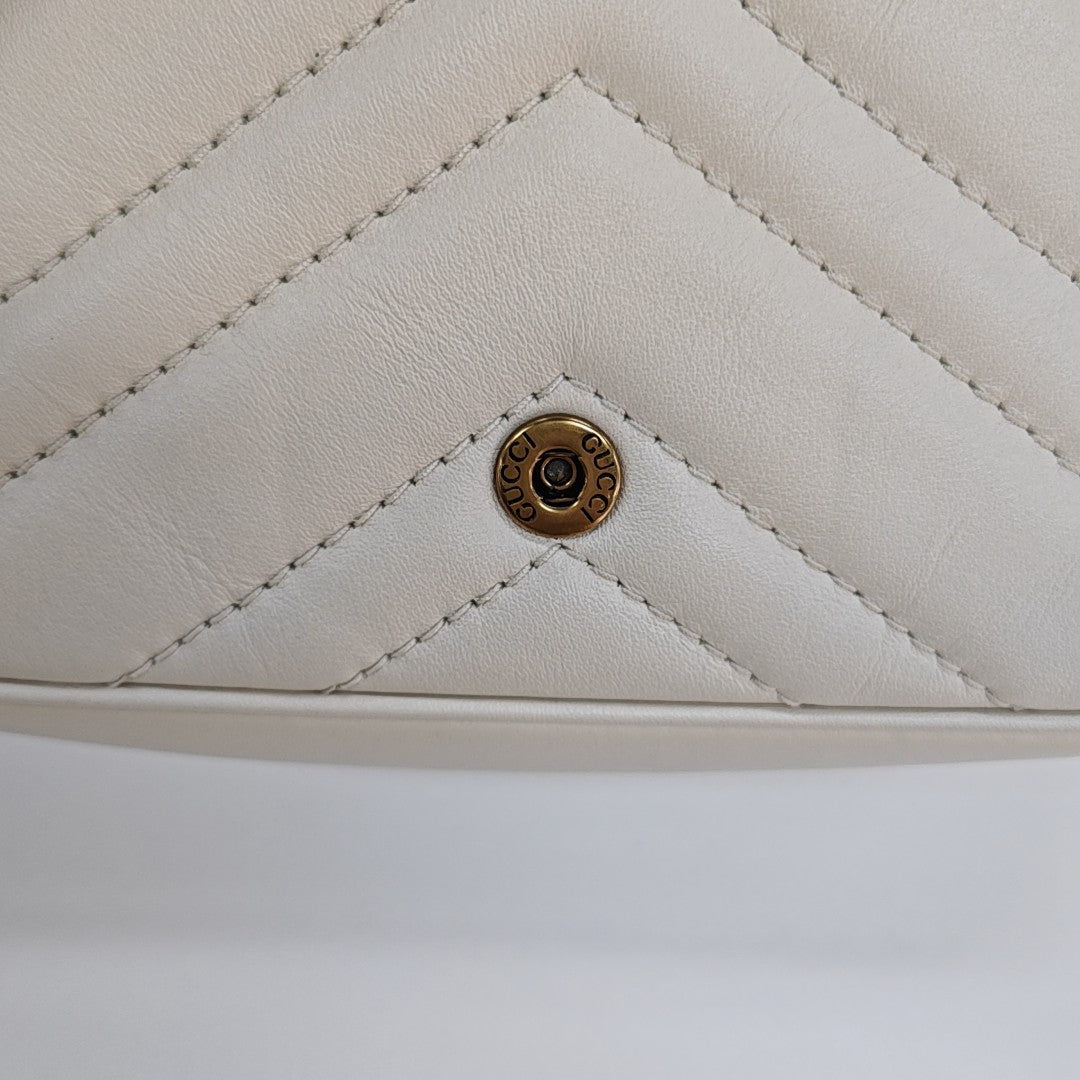GG Marmont Mini Quilted Calfskin White