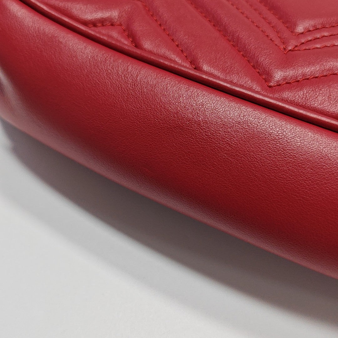 GG Marmont Medium Quilted Calfskin Red
