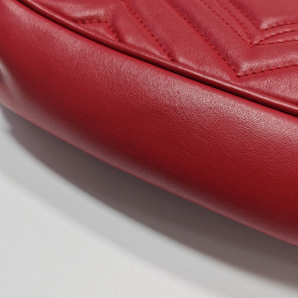 GG Marmont Medium Quilted Calfskin Red