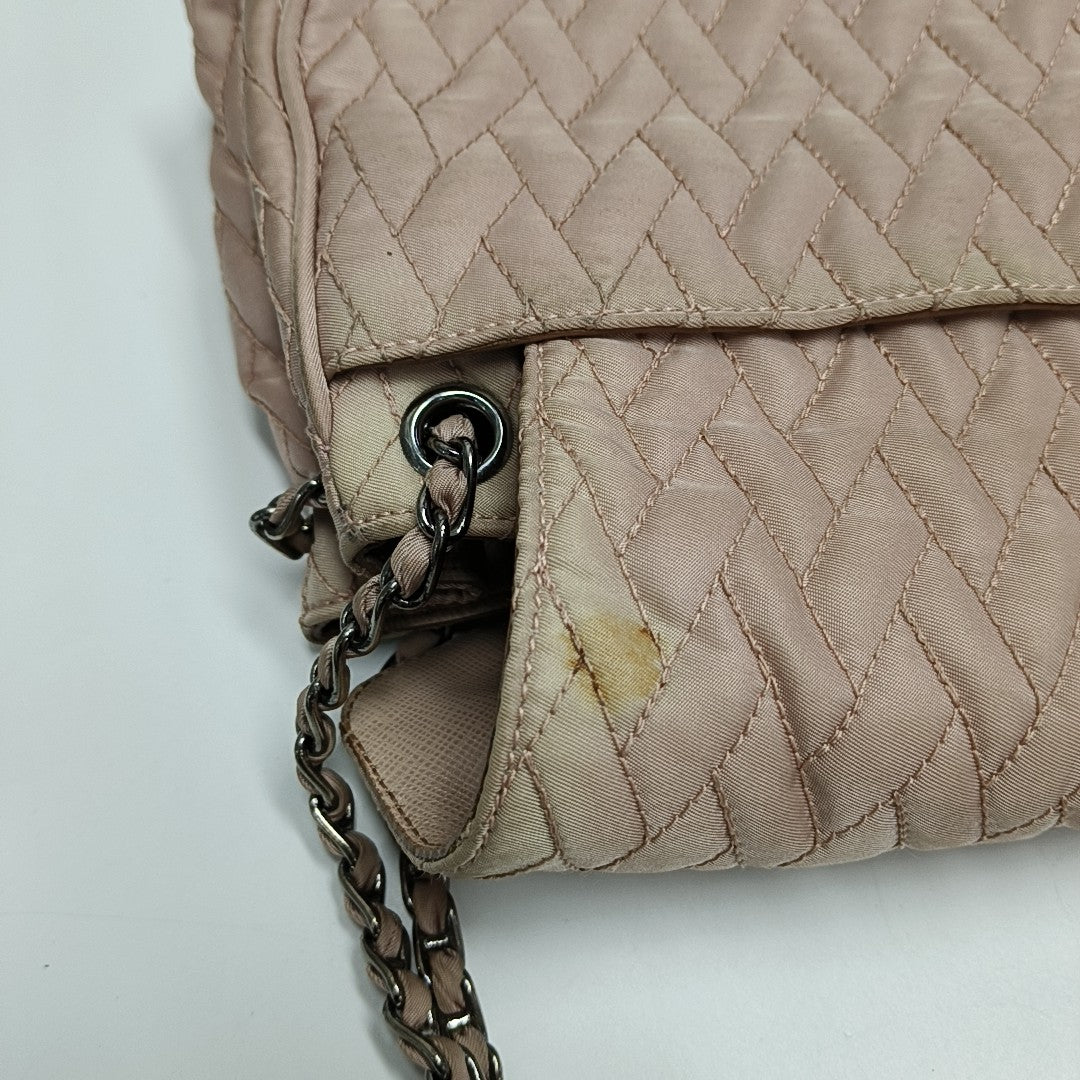 Quilted Nylon Shoulder Bag Pink