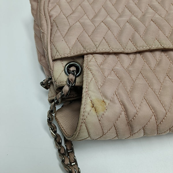 Quilted Nylon Shoulder Bag Pink