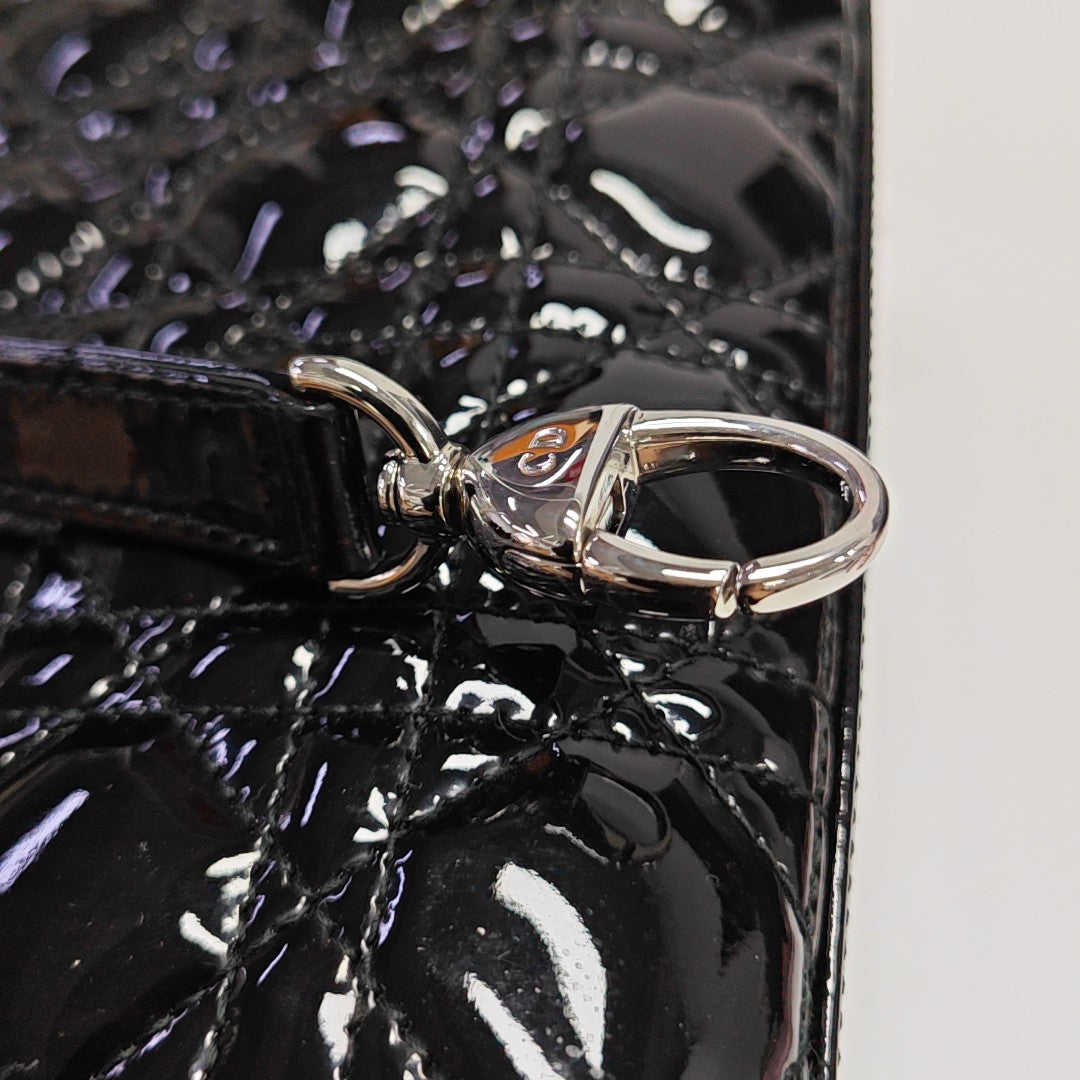 Lady Dior Medium Cannage Patent Leather Black