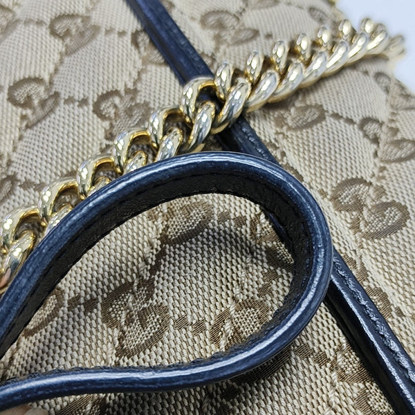 GG Marmont Small Quilted Canvas Brown