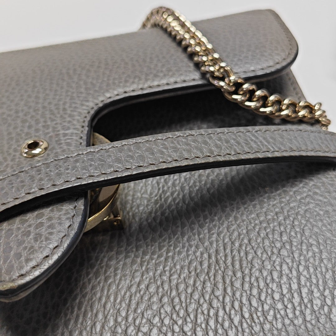 Interlocking G Small Calfskin Gray