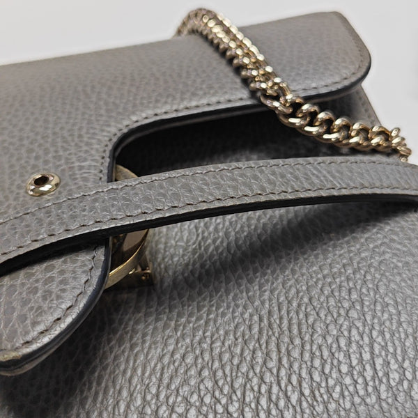 Interlocking G Small Calfskin Gray