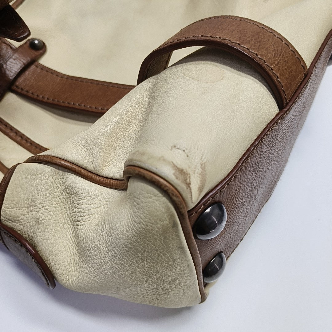 Calfskin Top Handle Bag Beige