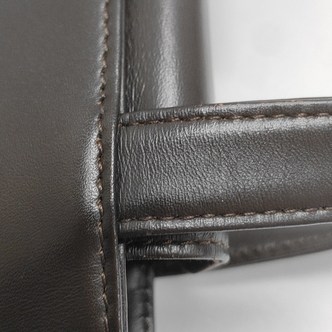 Fabric Top Handle Bag Brown