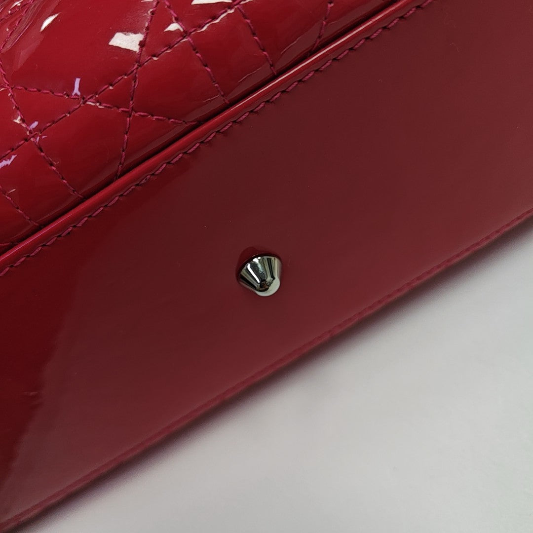 Lady Dior Large Cannage Patent Leather Red