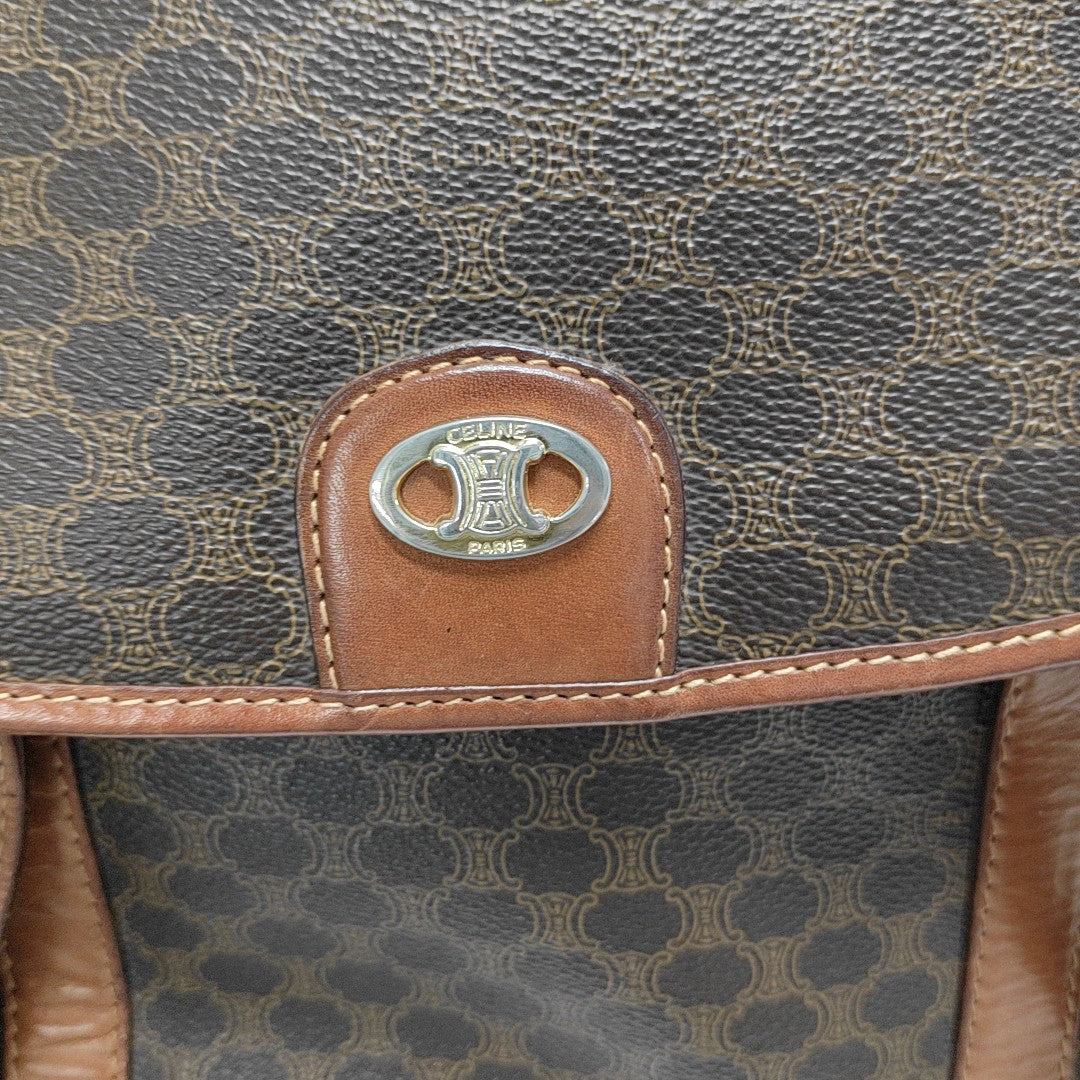 Coated Canvas Top Handle Bag Brown