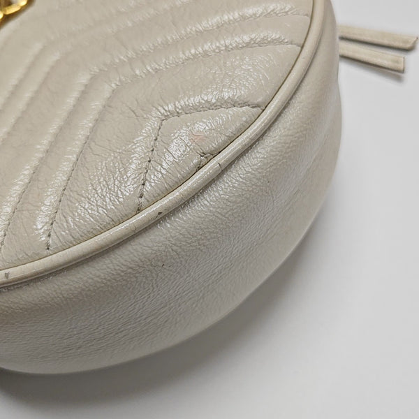 GG Marmont Mini Quilted Calfskin White