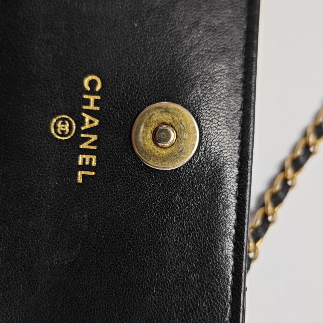 Quilted Lambskin Shoulder Bag Black