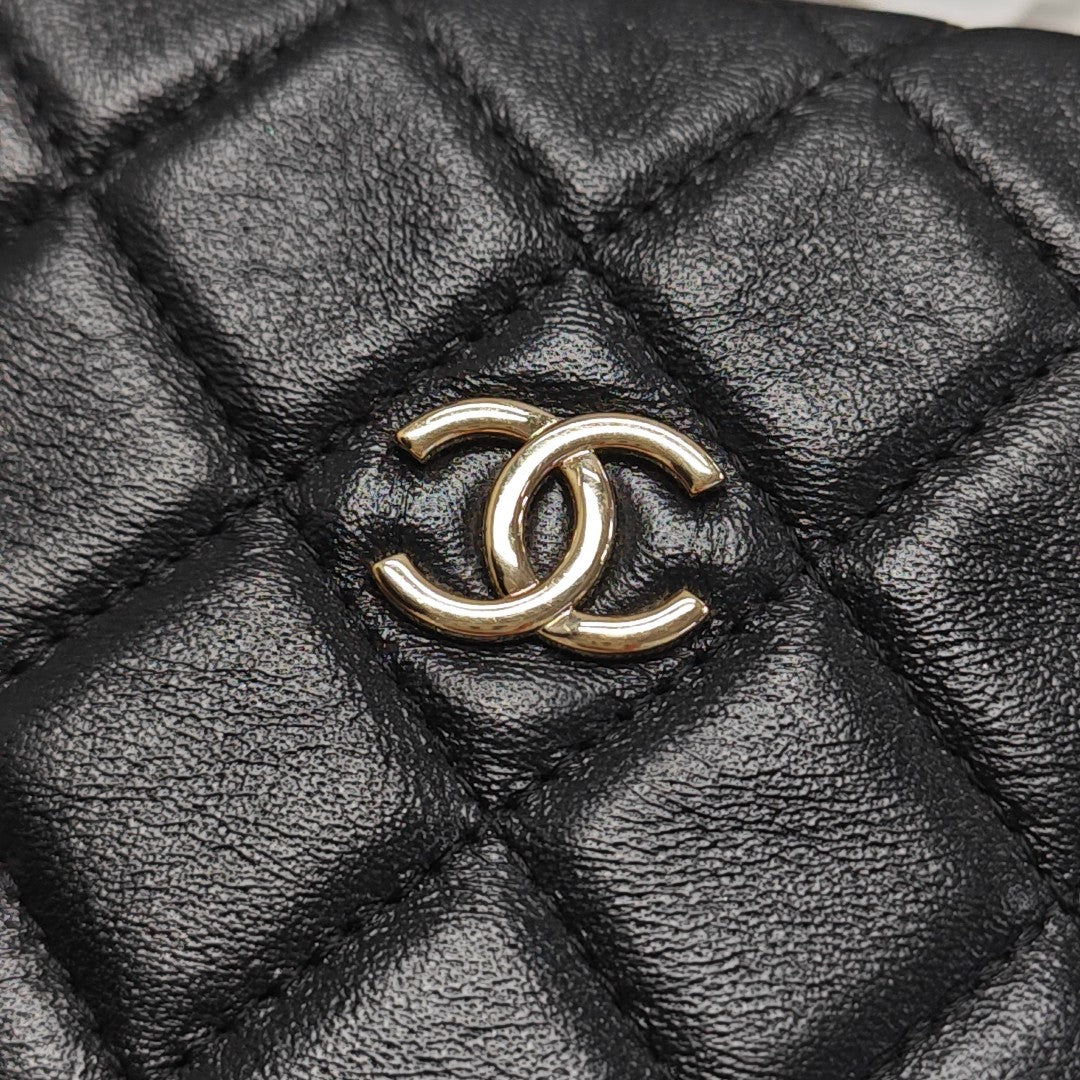 Quilted Lambskin Top Handle Bag Mini Black