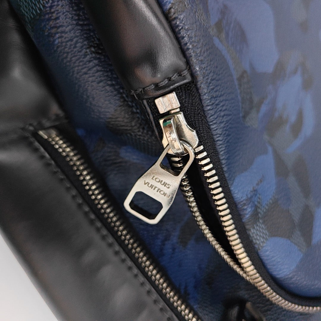 Damier Coated Canvas Backpack Blue