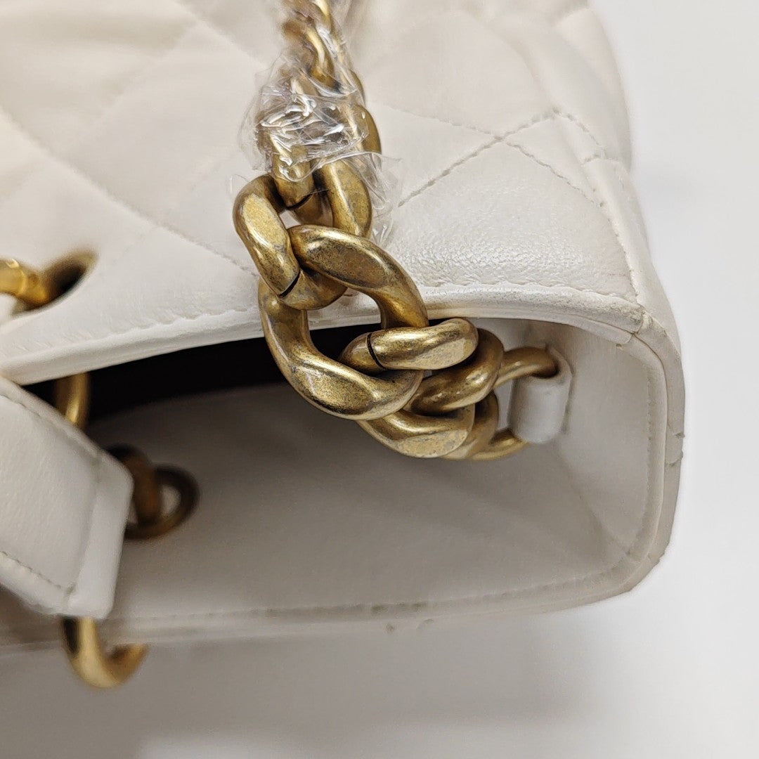 Quilted Lambskin Tote Bag White