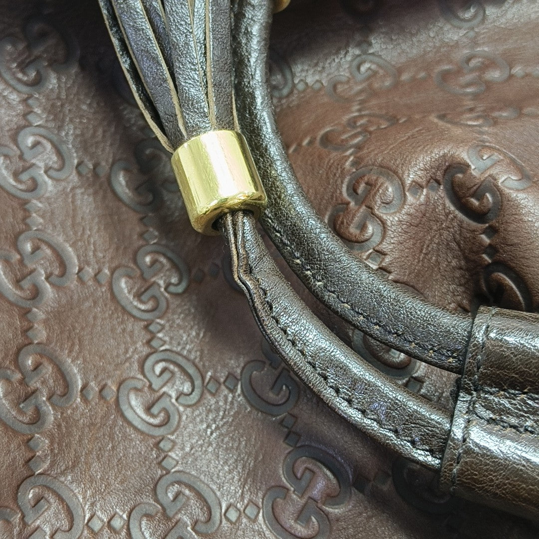 Monogram Calfskin Top Handle Bag Brown