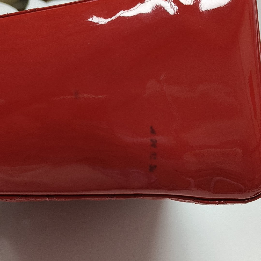 Lady Dior Medium Cannage Patent Leather Red