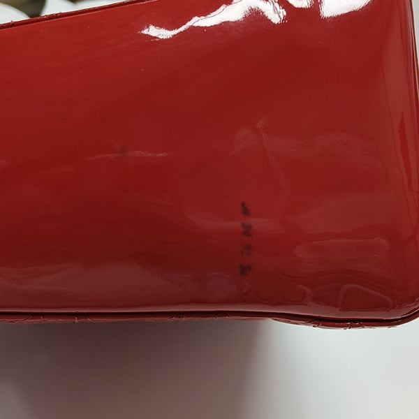 Lady Dior Medium Cannage Patent Leather Red