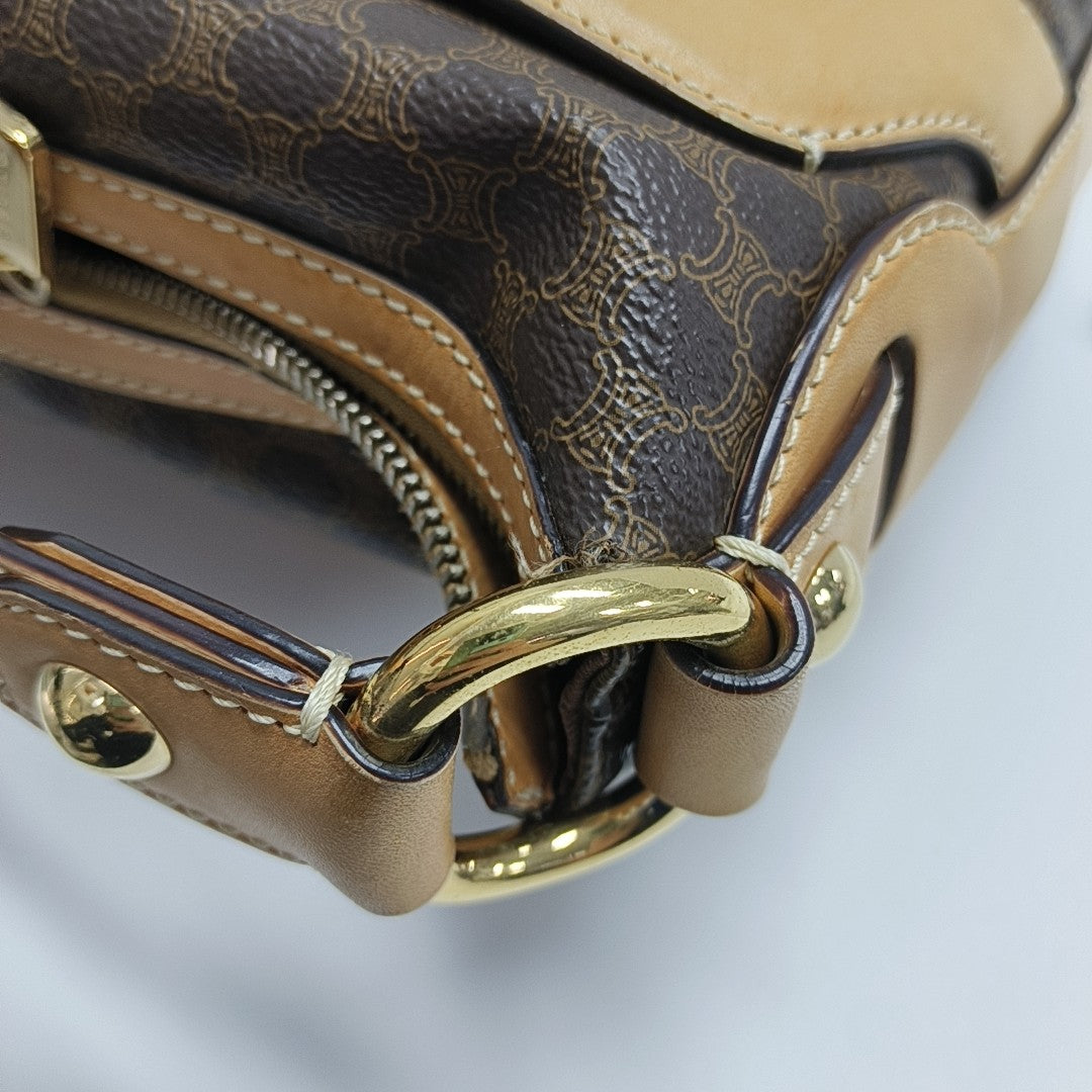 Coated Canvas Shoulder Bag Brown