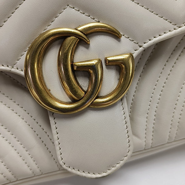 GG Marmont Medium Quilted Calfskin White
