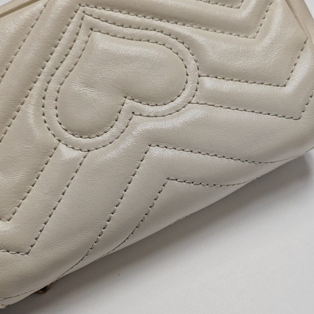 GG Marmont Mini Quilted Calfskin White