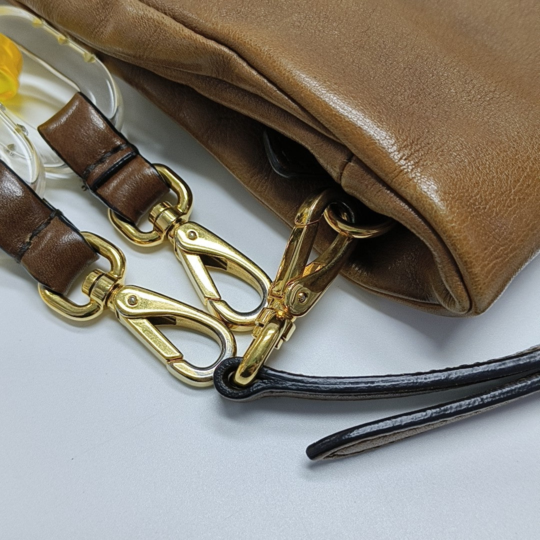 Calfskin Shoulder Bag Brown