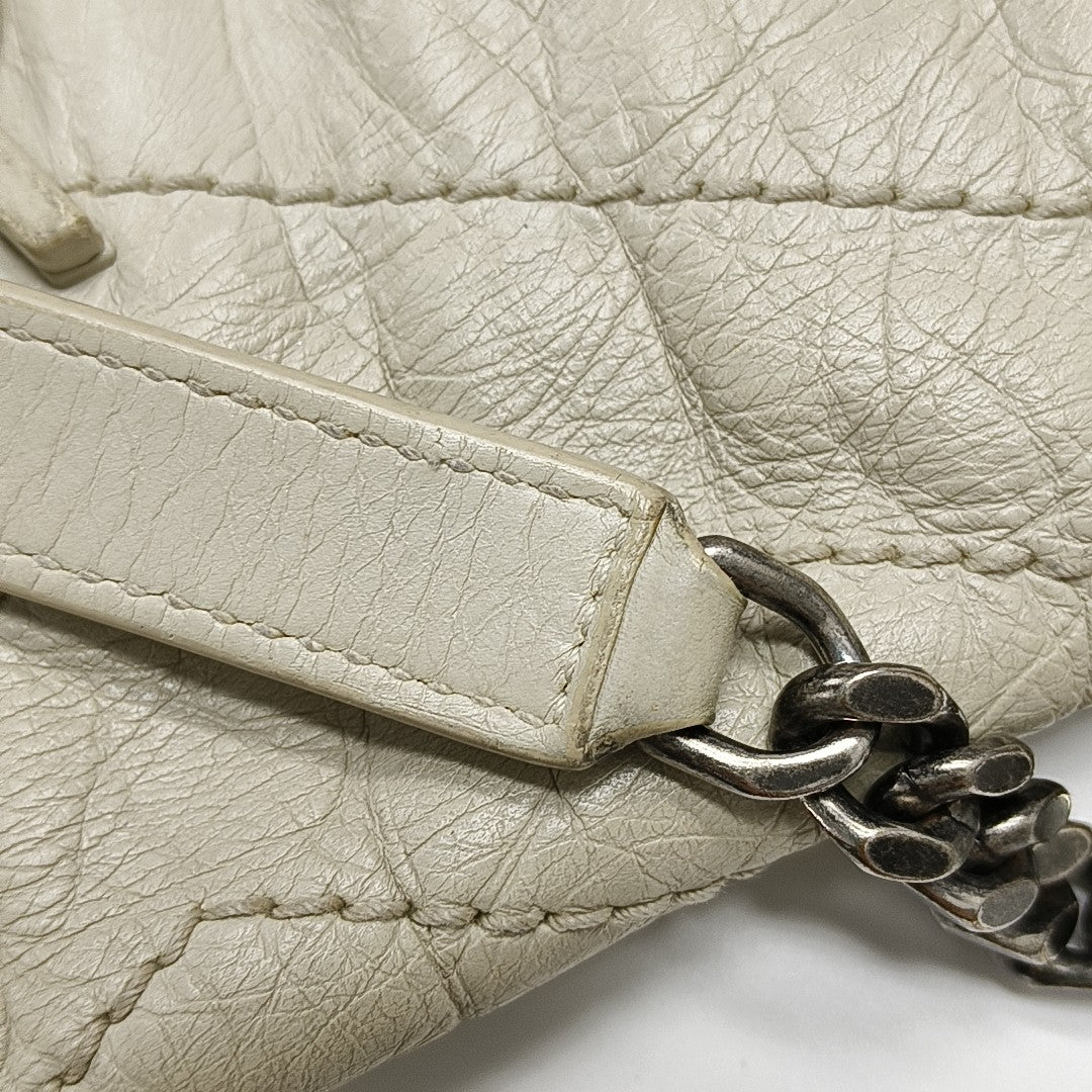NIKI Medium Chevron Calfskin White