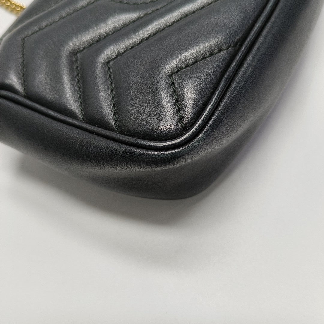 GG Marmont Mini Quilted Calfskin Black