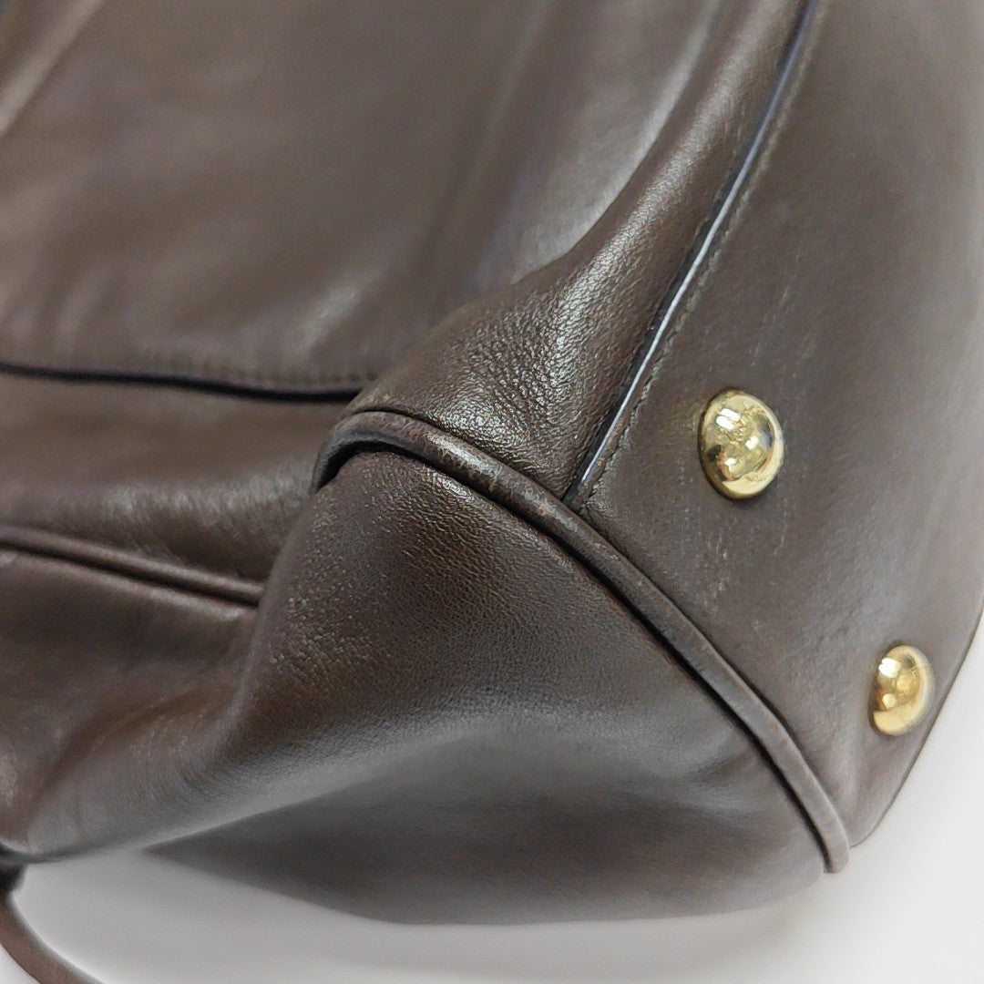 Calfskin Top Handle Bag Brown