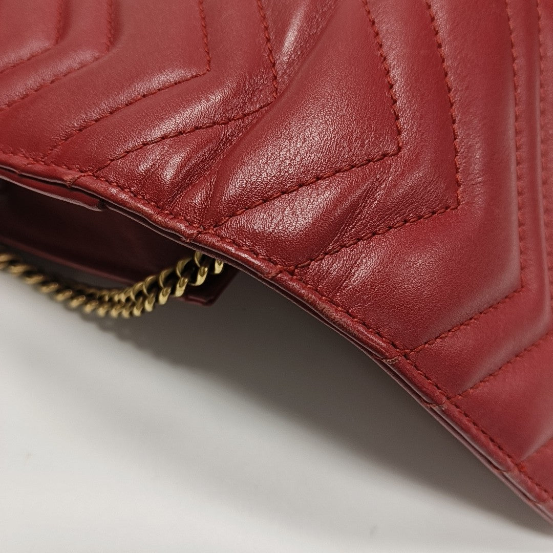 GG Marmont Super Mini Quilted Calfskin Red