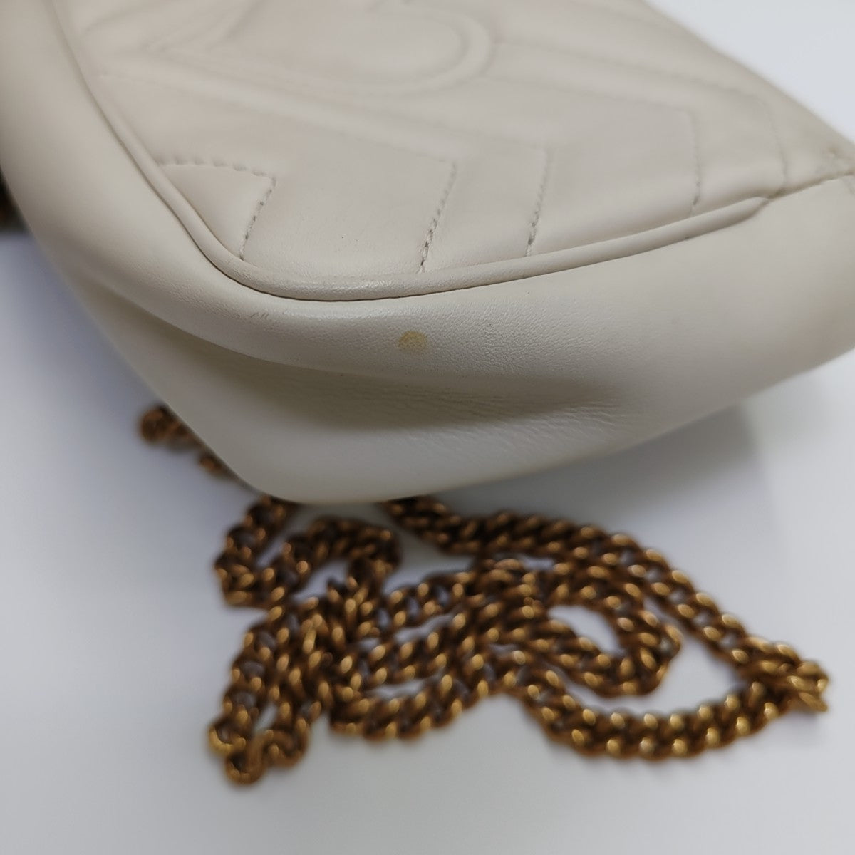 GG Marmont Mini Quilted Calfskin White