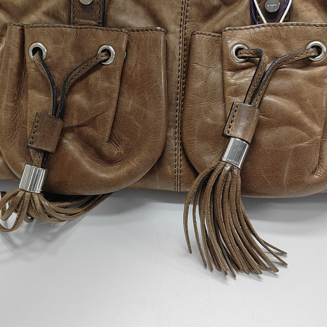 Calfskin Top Handle Bag Brown